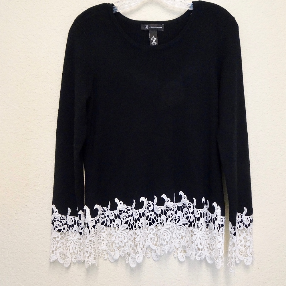 INC International Concepts Lace Trim Sweater